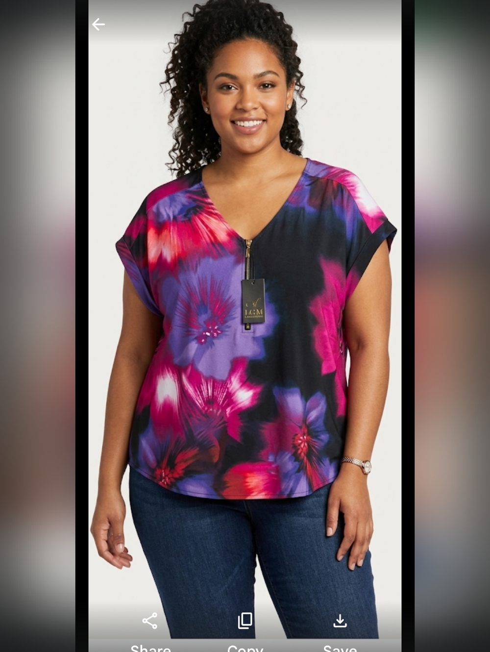NWT Bold Elements Zip Popover Shirt Top Blouse 1X Artsy Whimsical #11